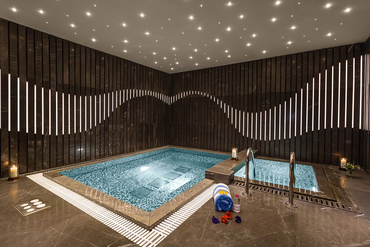 Sauna Dekor's Jewel in Doha: Bespoke Jacuzzi—an oasis of opulence, meticulously designed and built, showcasing Sauna Dekor's mastery in luxury wellness spaces.